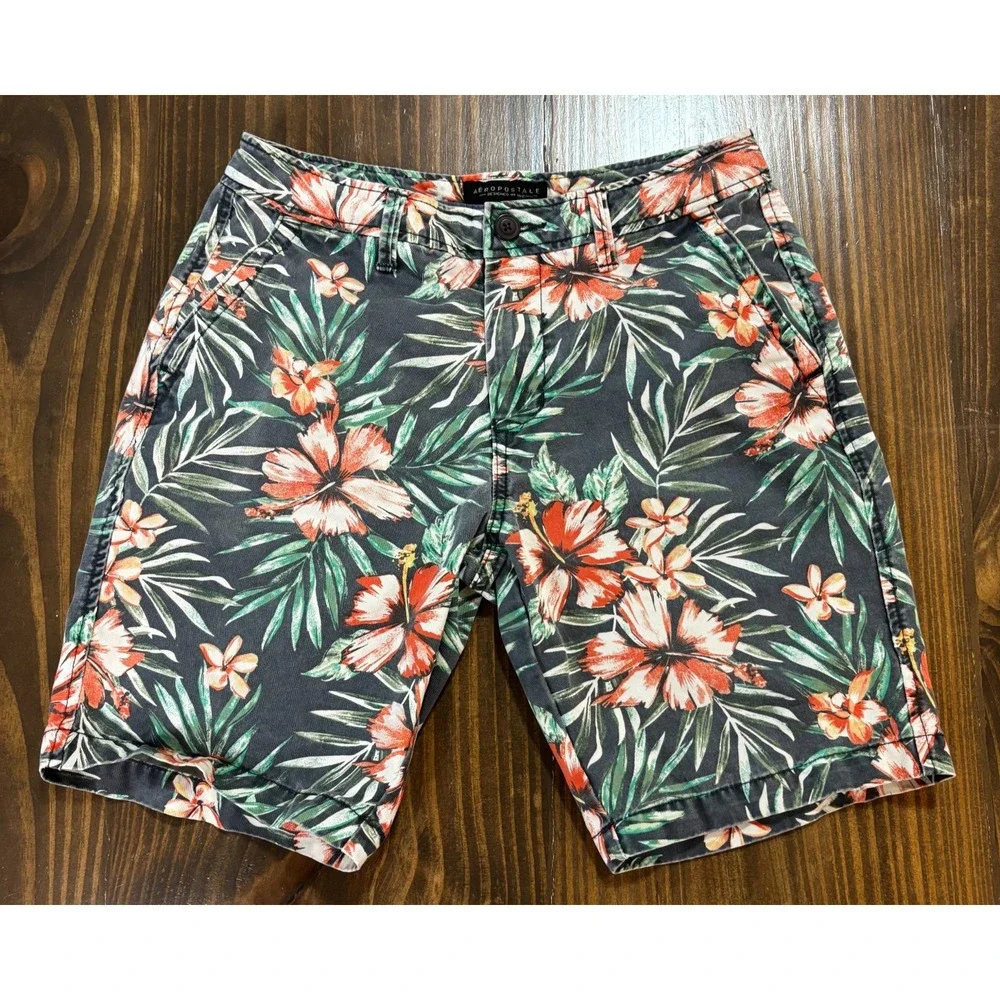 AEROPOSTALE Mens Shorts 29 Tropical Floral Cotton Chino‎ Casual Summer